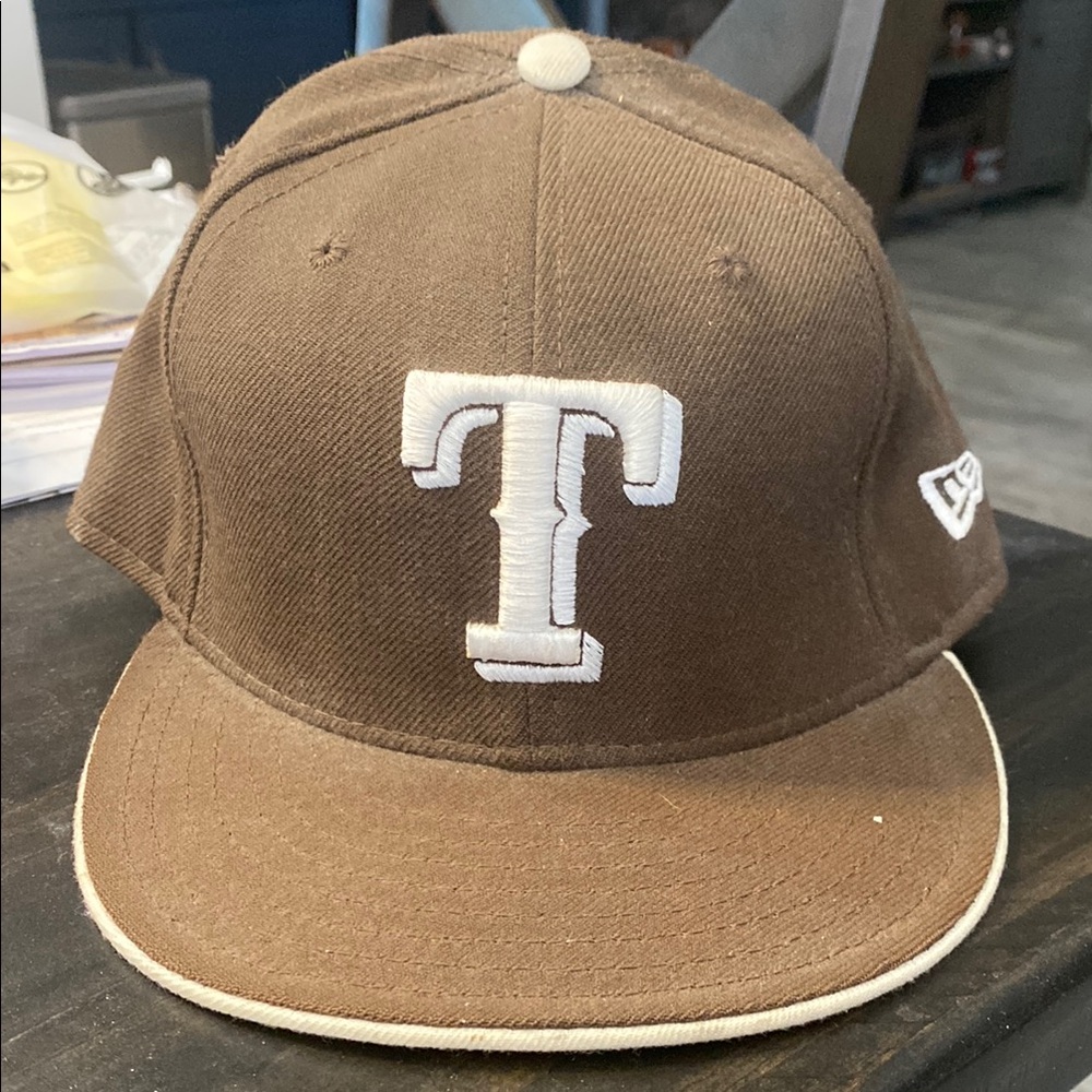 New Era Texas Rangers Brown Cap with White Logo